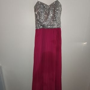 Pink and Silver Sequin Prom Dress Size 3/4